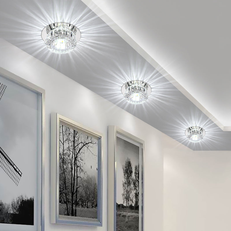 Chrome Pompoen Plafond Verlichting Modern Style Clear Crystal LED Flushmount Light voor de Hallway