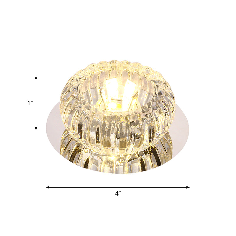 Chrome Pumpkin Massimale Lighting Moderno Stile Clear Crystal LED Flushmount Light per Hallway