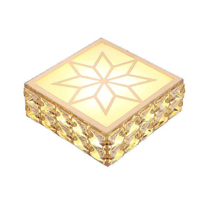 Square Flush Massimale Light Modernst Sfere Crystal LED Corridoio Flush Mount Fixture in Gold con Star Pattern