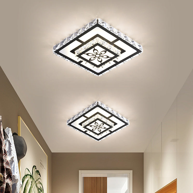 Plafondlamp met acrylgeometrie, minimalistische LED-kristallen inbouwlamp met bloemmotief
