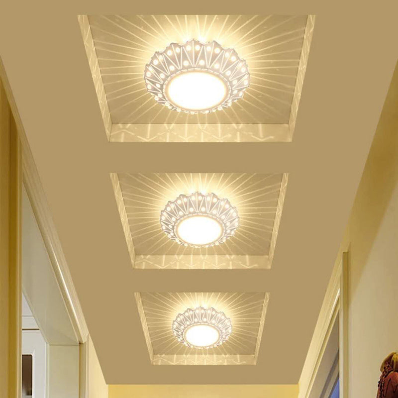 Metalen opvouwbare inbouwlamp, moderne LED-plafondgemonteerde lamp in wit met kristallen accent