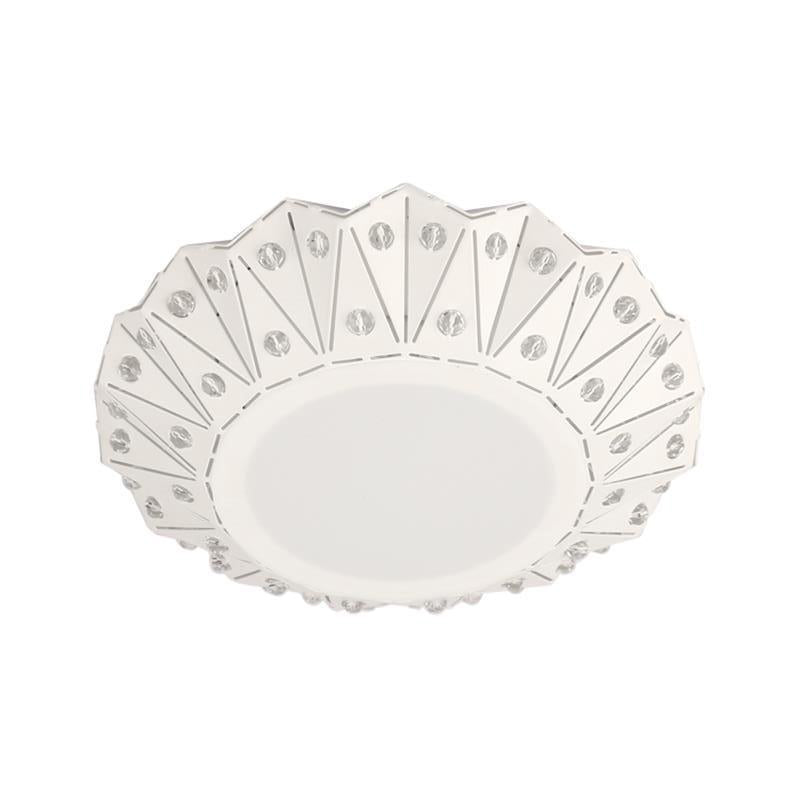 Metall-Falz-Flush-Leuchte Zeitgenössische LED Deckenleuchte in Weiß mit Crystal Accent