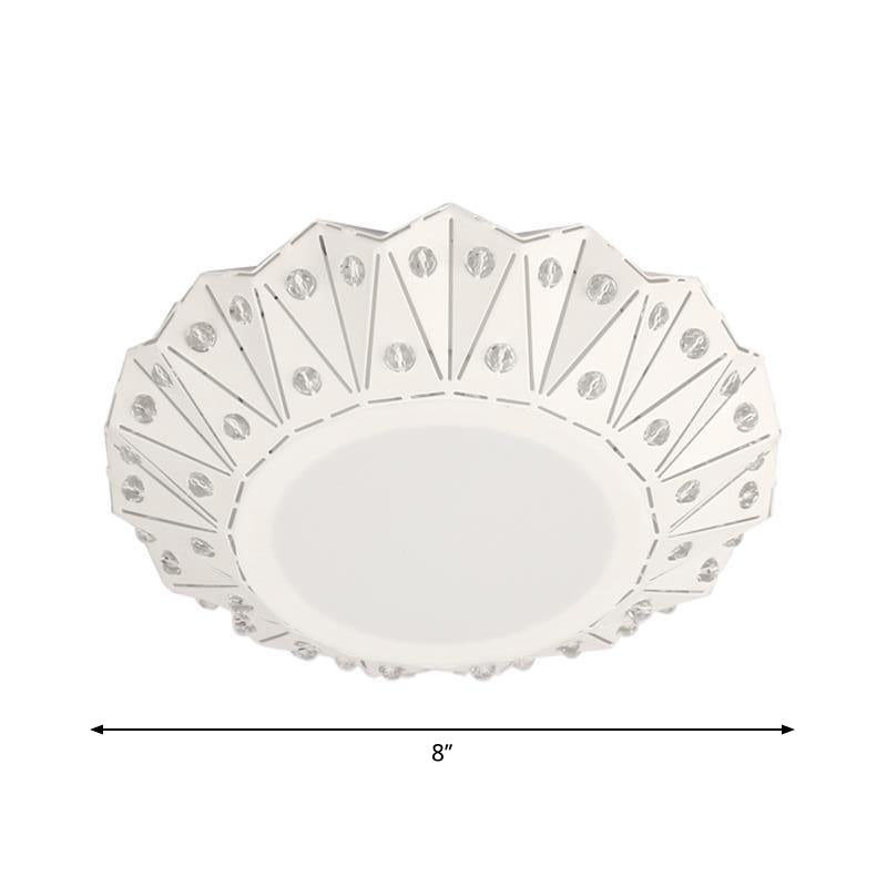 Metall-Falz-Flush-Leuchte Zeitgenössische LED Deckenleuchte in Weiß mit Crystal Accent