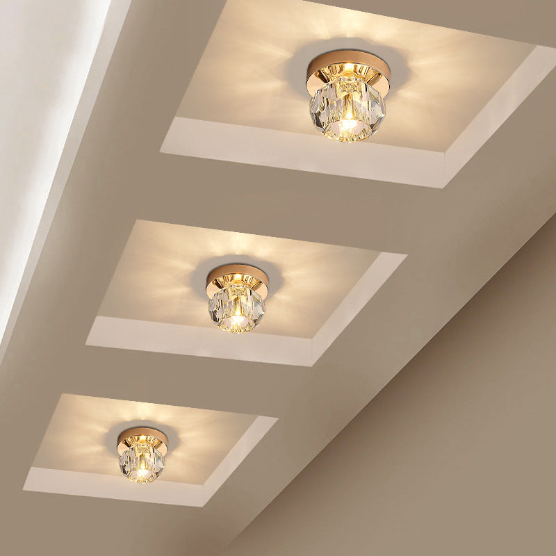 Lámpara LED de montaje empotrado de cristal facetado, globo, simplicidad, cerca del techo, para pasillo