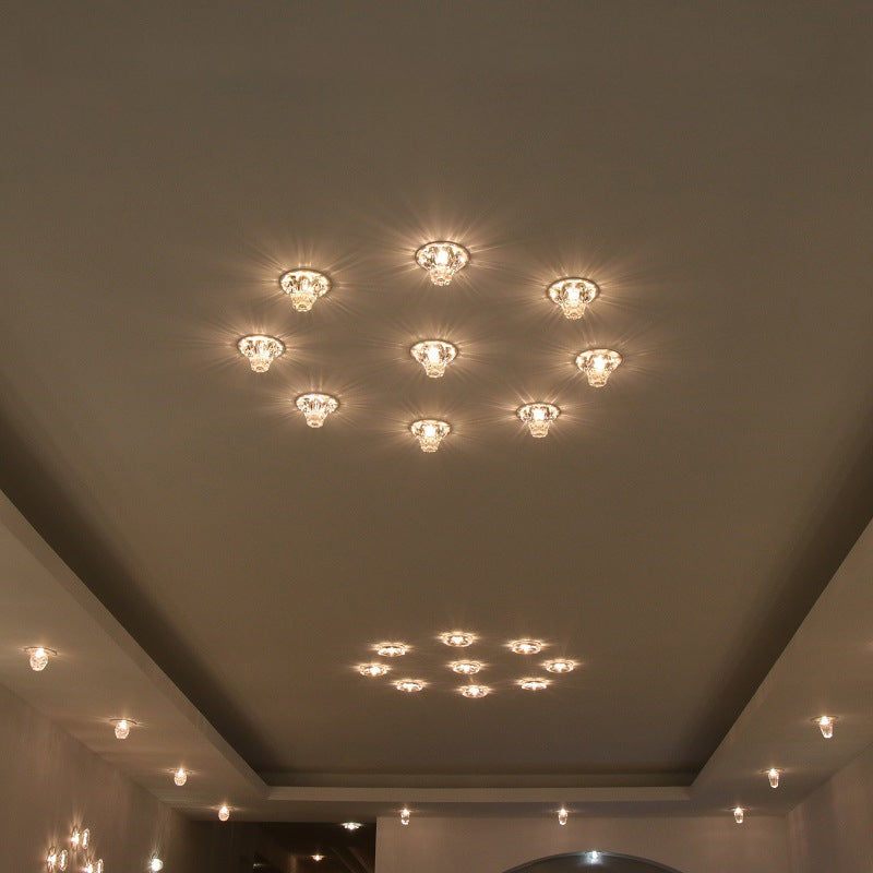 Morning Glory Clear Crystal Ceiling Lighting Modern Style LED Flush Light for Porch