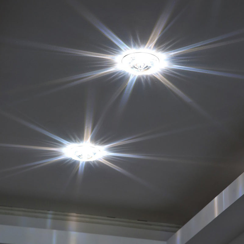 Clear Crystal Floweret Mini Flushmount Light Modernist LED Close to Ceiling Lamp for Doorway