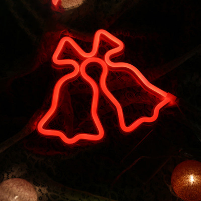 White Jingle Bell Mini Nightstand Lamp Cartoon Style LED Plastic Wall Lighting