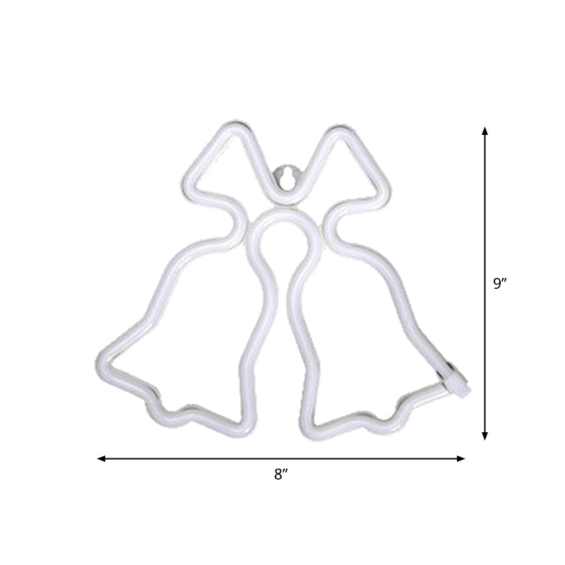 White Jingle Bell Mini Nightstand Lamp Cartoon Style LED Plastic Wall Lighting