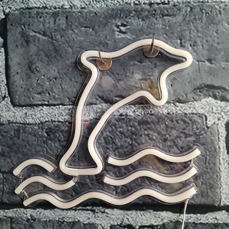 Cartoon Dolphin Night Lamp Niños de plástico Iluminación de pared de la pared en blanco