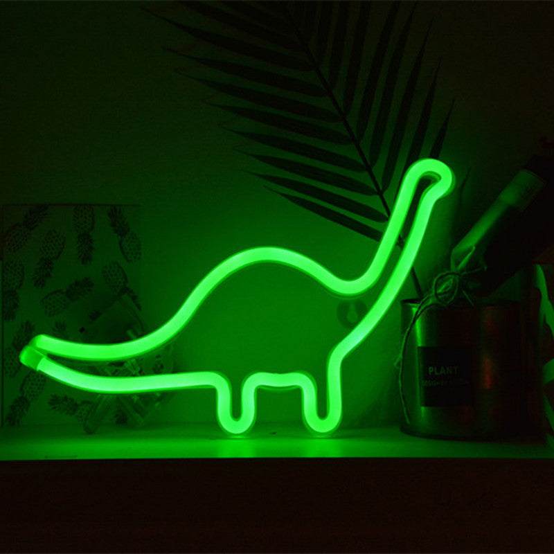 Dinosaur Plastic Wall Lighting Modern Style Battery LED White Nightstand Lamp for Boys Bedroom