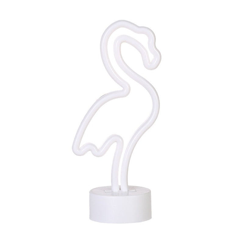 Kids Bedroom LED Night Light Cartoon Style White Wall Hanging Lamp with Flamingo Plastic Shade