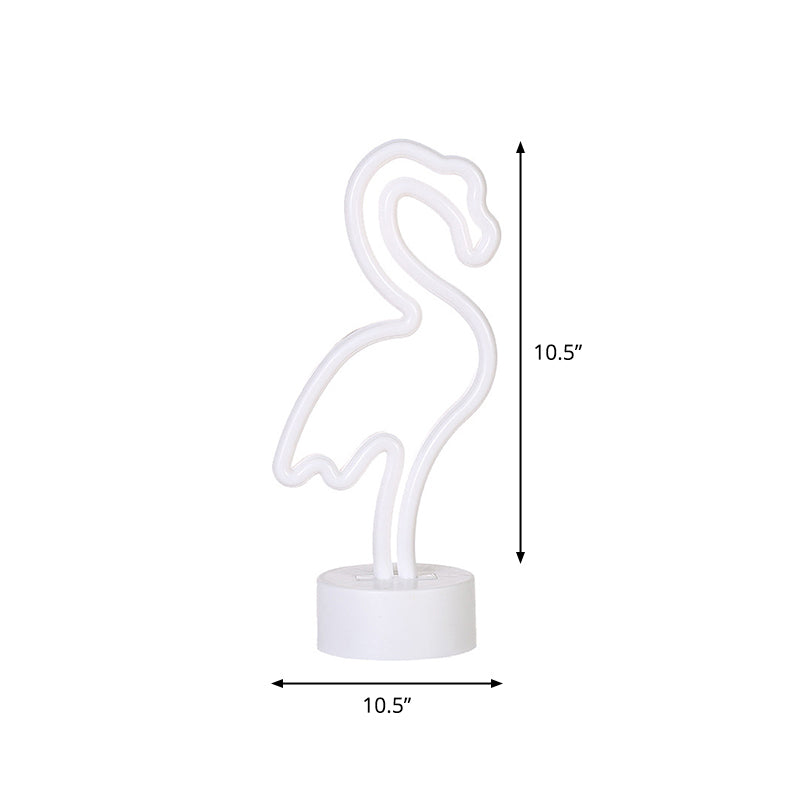 Kids Bedroom LED Night Light Cartoon Style White Wall Hanging Lamp with Flamingo Plastic Shade