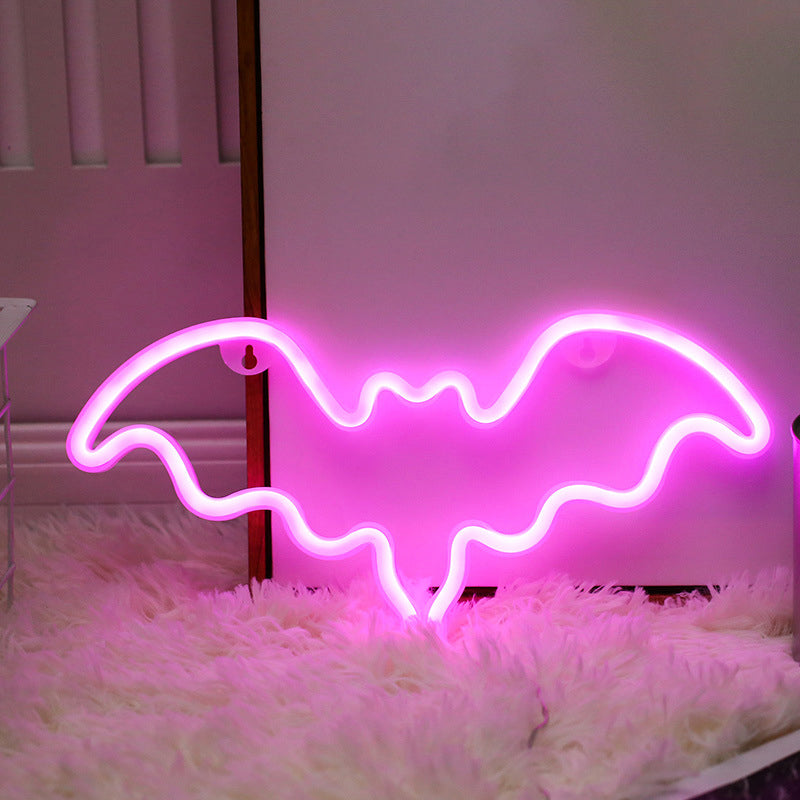 Bat-Shaped Plastic Night Lighting Minimalist LED White Wall Night Lamp for Kids Bedroom