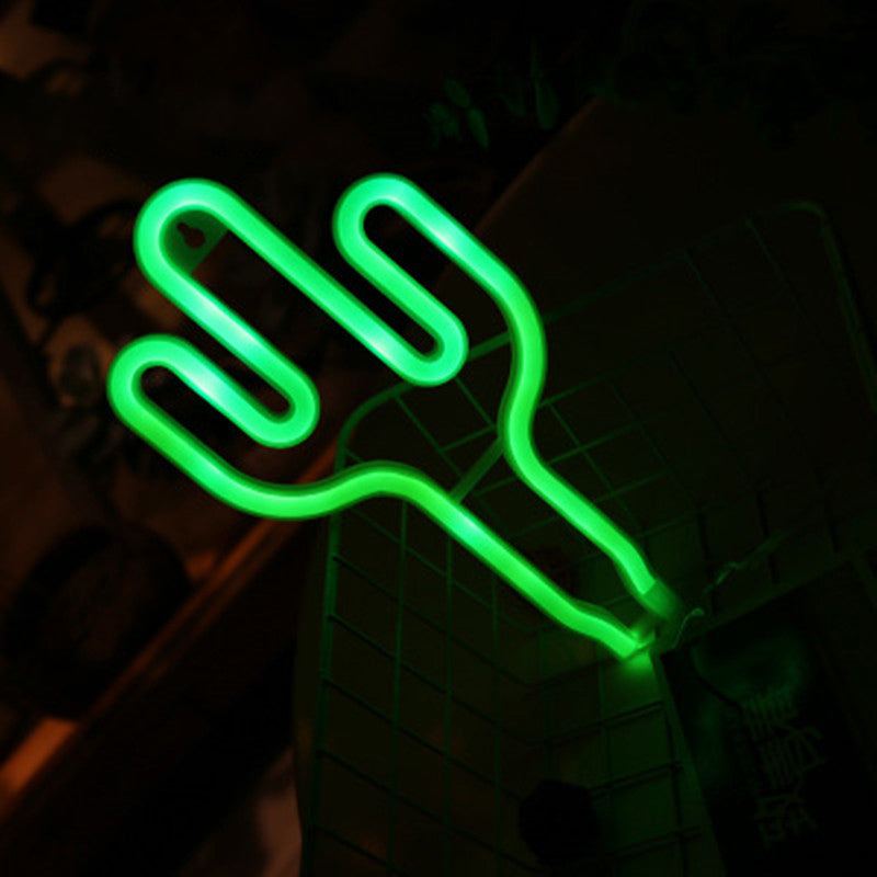 Plástico Cactus mini lámpara nocturna creativa USB operada LED White White Wall Night Lighting