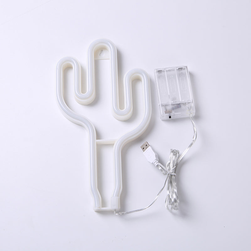 Plastic Cactus Mini Night Lamp Creative USB Operated LED White Wall Night Lighting