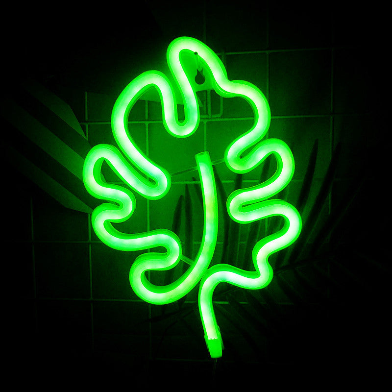 Plastic Leaf-Shaped Mini Night Lamp Modernist LED Wall Night Light in White