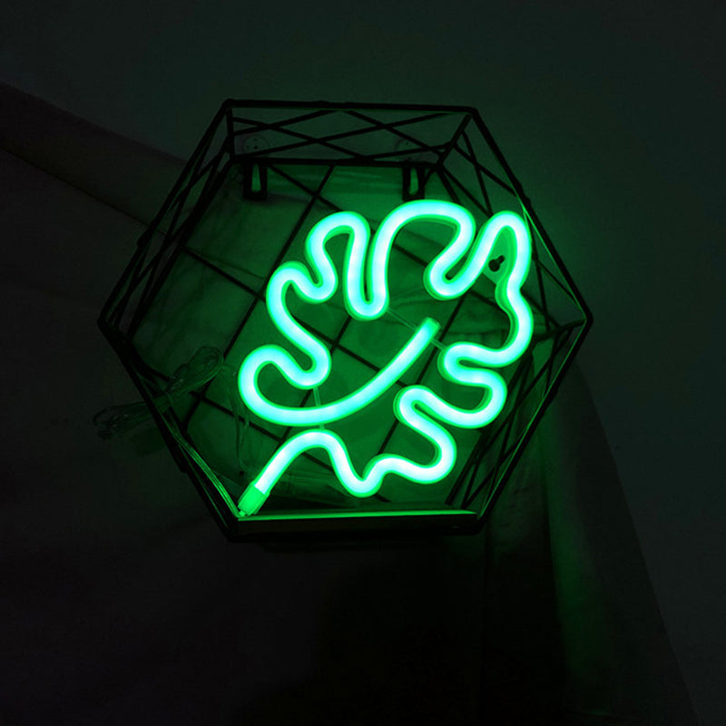 Plastic Leaf-Shaped Mini Night Lamp Modernist LED Wall Night Light in White