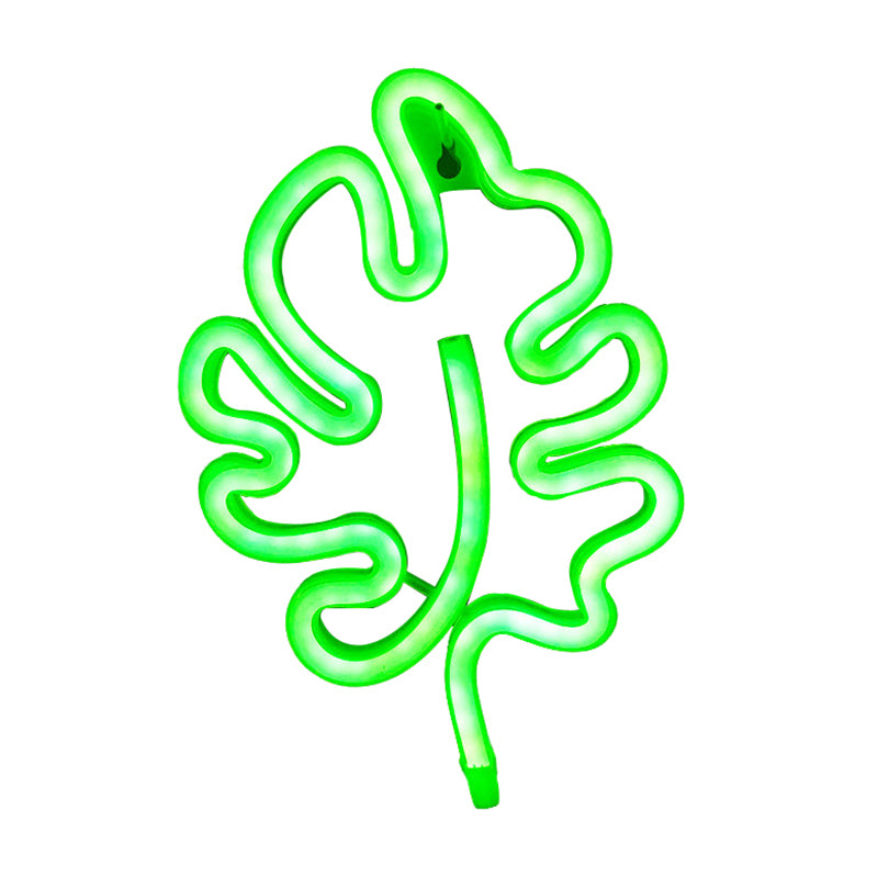 Plastic Leaf-Shaped Mini Night Lamp Modernist LED Wall Night Light in White