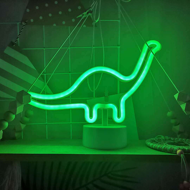 Dinosaur Table Light Minimalist Plastic LED White Nightstand Lighting for Boys Bedroom