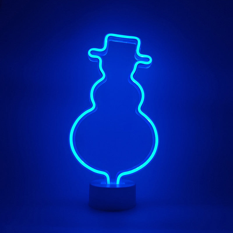 Simple Snowman Wall Night Light Plastic Kids Bedroom LED Nightstand Lighting in White