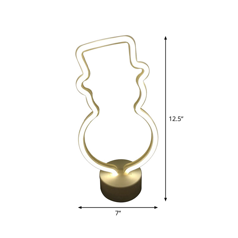 Simple Snowman Wall Night Light Plastic Kids Bedroom LED Nightstand Lighting in White