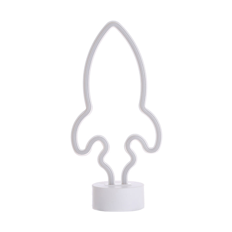 Rocket Baby Bedroom Wall Night Lamp Plastic LED Minimalist Nightstand Light in White