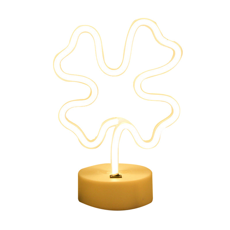 Animal Kids Bedroom Night Light Plastic Battery LED Creative Nightstand Lighting in White