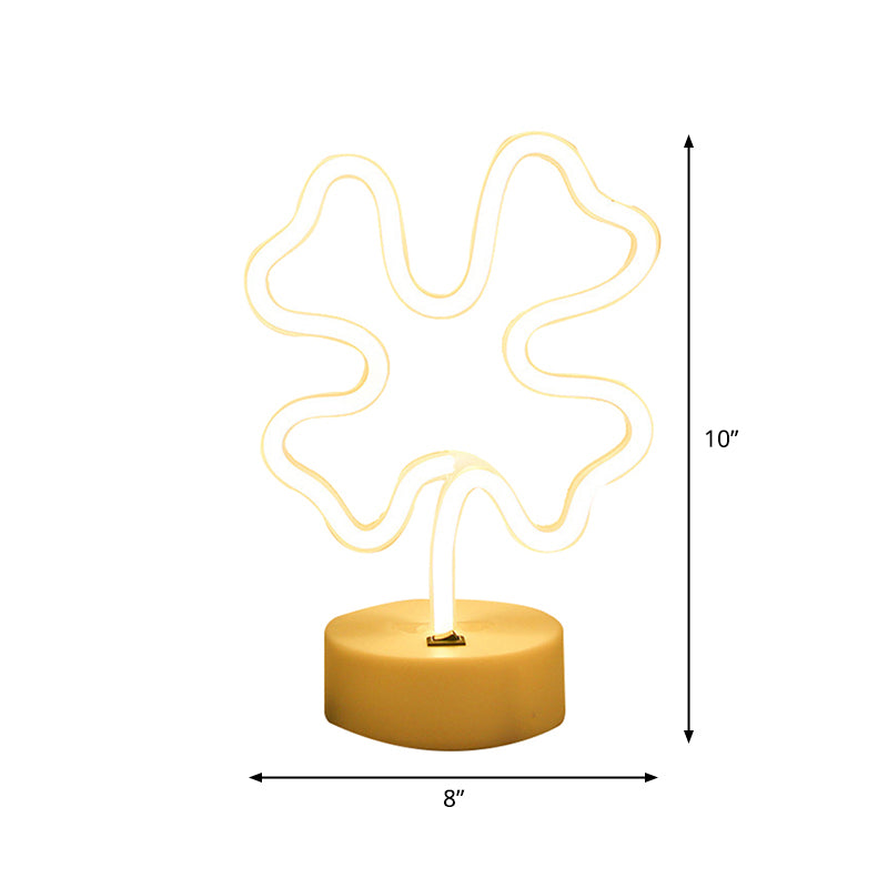 Animal Kids Bedroom Night Light Plastic Battery LED Creative Nightstand Lighting in White