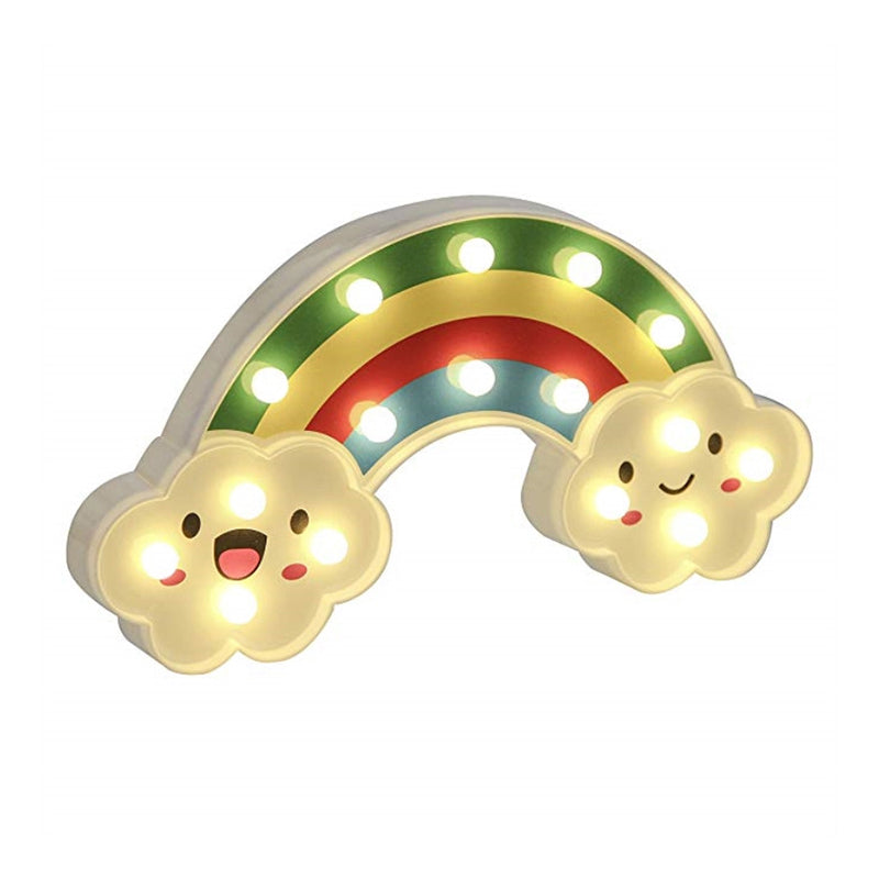 Girls Bedroom LED Wall Lighting Simple White Nightstand Light with Rainbow Plastic Shade