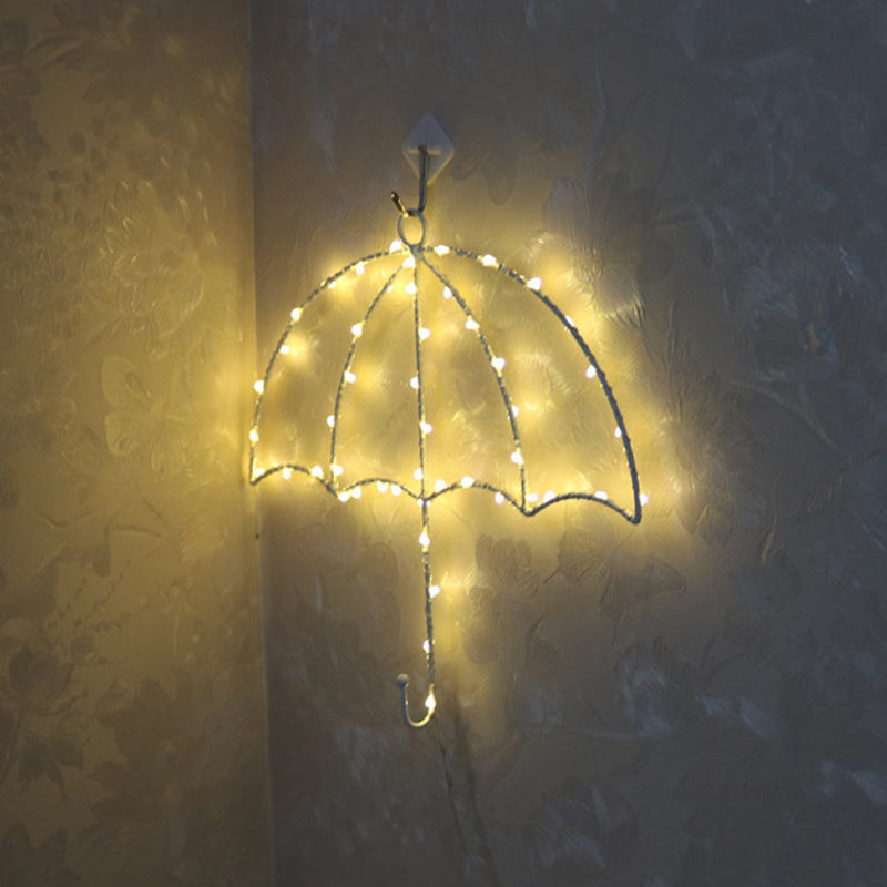 Marco de alambre lámpara de pared de metal LED contemporáneo Ligera de noche blanca para niños dormitorio