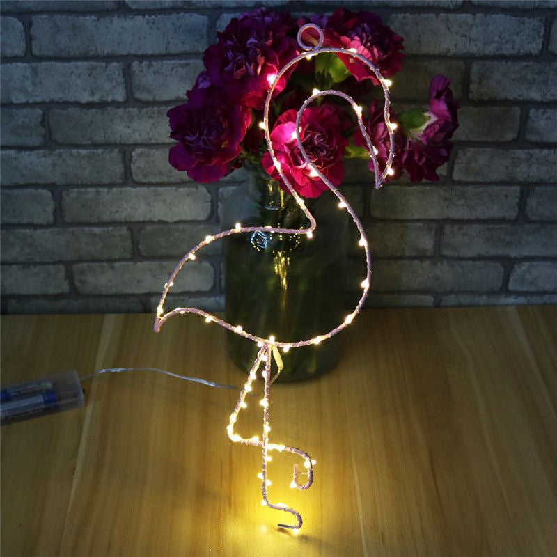 Luz de pared de flamenco de metal simplicidad lámpara de mesa nocturna de rosa con batería LED
