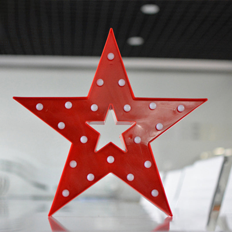 Simple Pentastar Night Stand Lamp Plastic LED Bedroom Night Lighting with Hollow-out Design