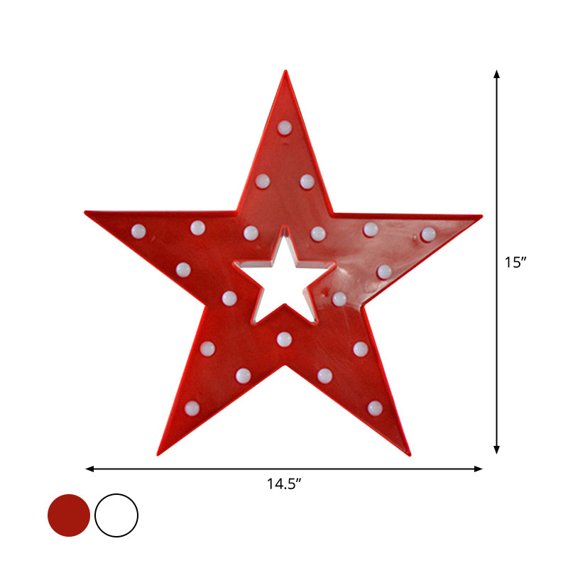 Simple Pentastar Night Stand Lamp Plastic LED Bedroom Night Lighting with Hollow-out Design