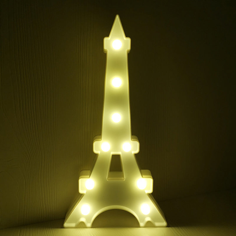 LED Bedroom Nightstand Light Minimalist Night Lamp with Building Plastic Shade
