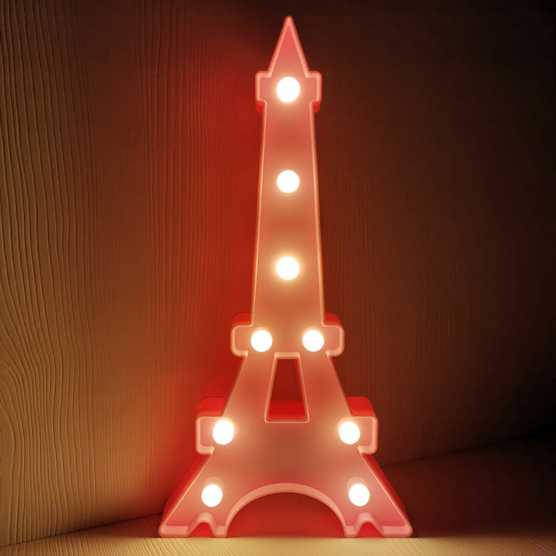 LED Bedroom Nightstand Light Minimalist Night Lamp with Building Plastic Shade