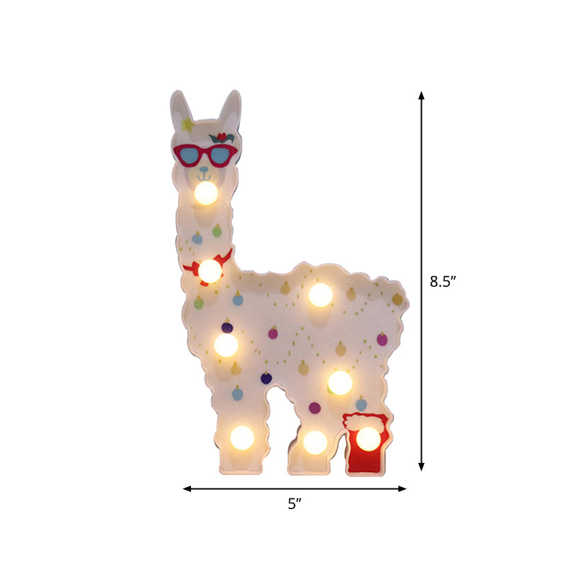 Plastic Alpaca Night Lighting Contemporary Battery Operated LED Wall Night Lamp for Girls Room