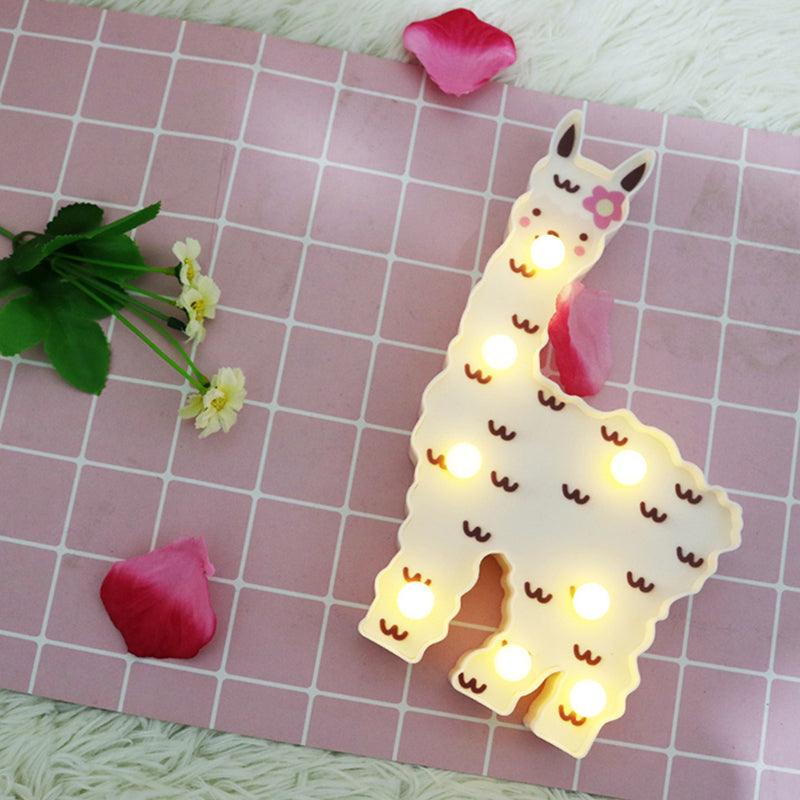 Plastic Alpaca Night Lighting Contemporary Battery Operated LED Wall Night Lamp for Girls Room