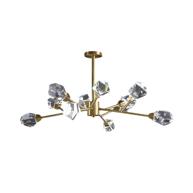Lampadario ramificato in ottone moderno blocco cristallino moderno 9/12/18 luci a 18 litri di sospensione della camera familiare