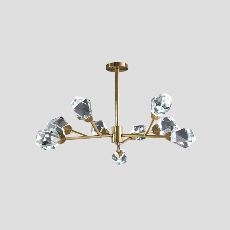 Lampadario ramificato in ottone moderno blocco cristallino moderno 9/12/18 luci a 18 litri di sospensione della camera familiare