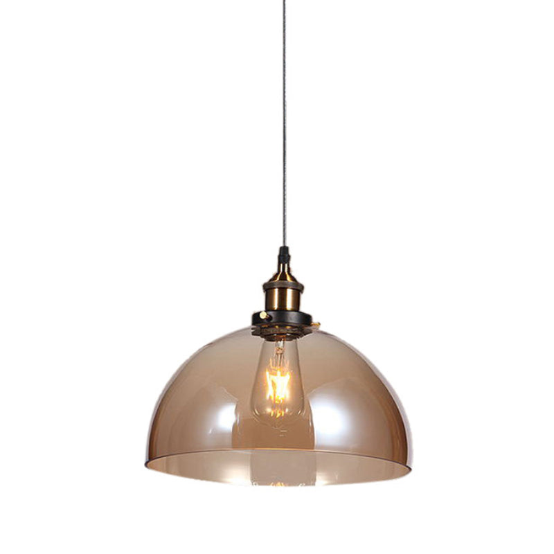 1 Bulb Drop Pendant Farmhouse Dining Room Hanging Ceiling Light with Geometry Glass Shade