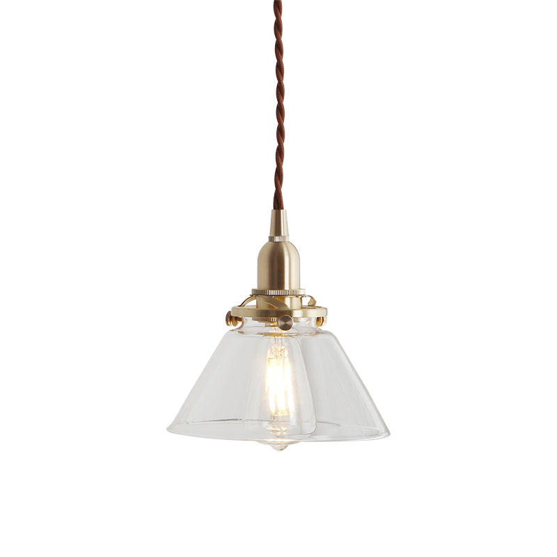 Brass Conic Suspension Lighting Factory Clear Glass 1 hoofd eetkamer hanglamp