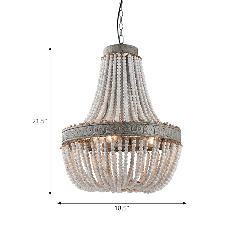 Rustic Basket-Shaped Pendant Lamp Wood Suspension Lighting Fixture for Dining Room