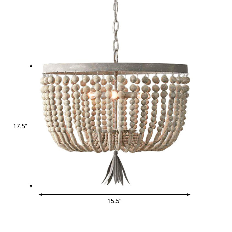 Chandelier suspendu en bois en cage Classic Suspension Suspension Lumière en blanc en détresse