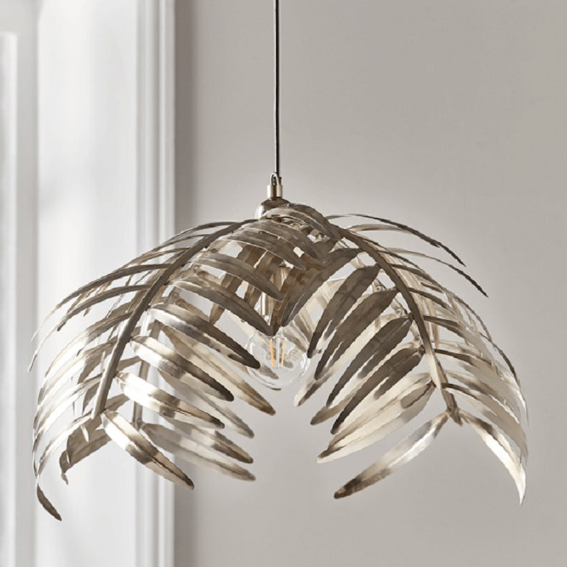 Iron Hanging Pendant Light Rural Leaf Shaped 1 Light Restaurant Ceiling Suspension Lamp