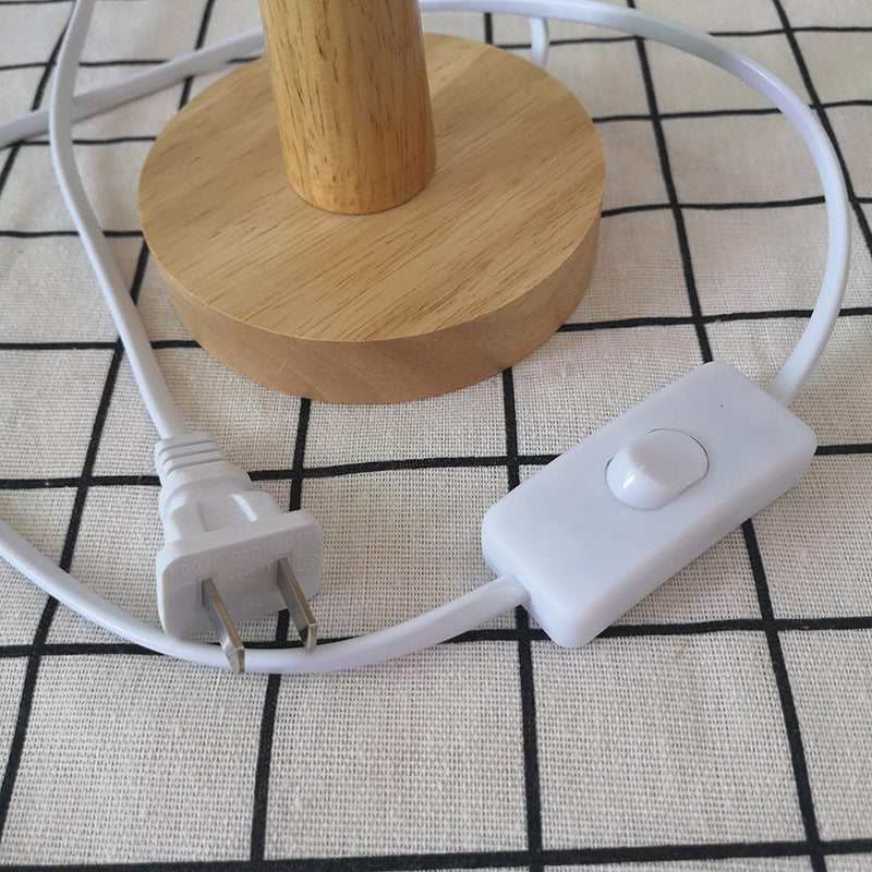 Luce notturna in corda intrecciata a 1 bulbina tradizionale tradizionale cilindro giallo camera da letto in legno