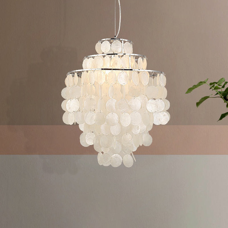 Gelaagde eetkamer hangende plafondlicht retro shell zilveren hanglampverlichting