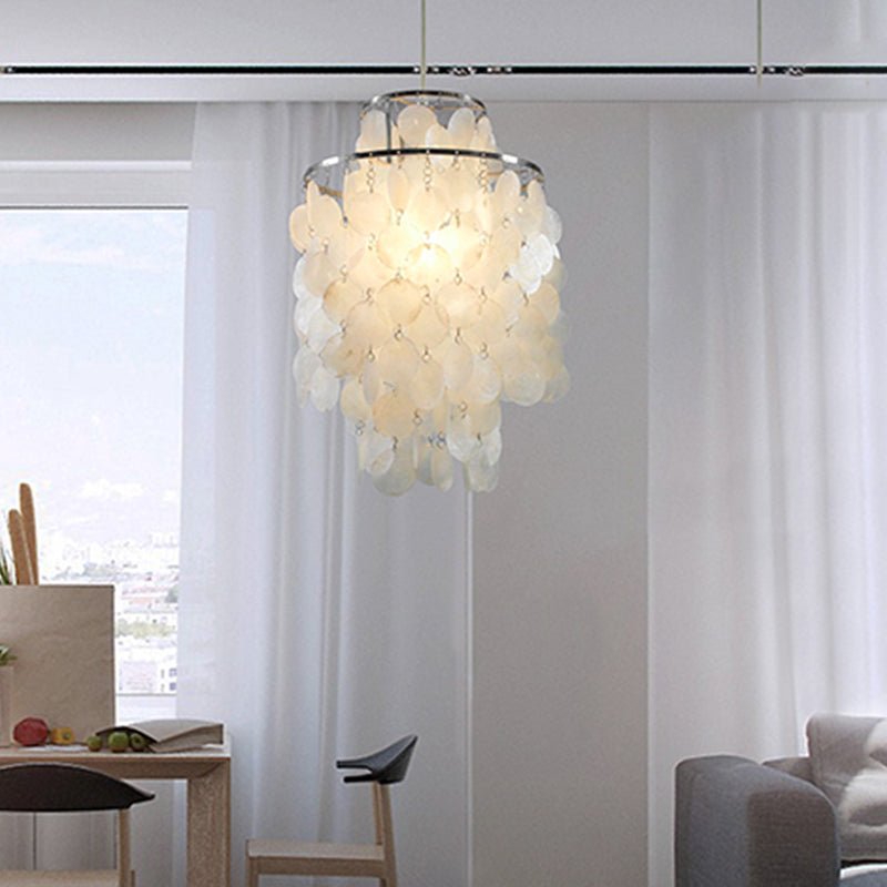 Gelaagde eetkamer hangende plafondlicht retro shell zilveren hanglampverlichting