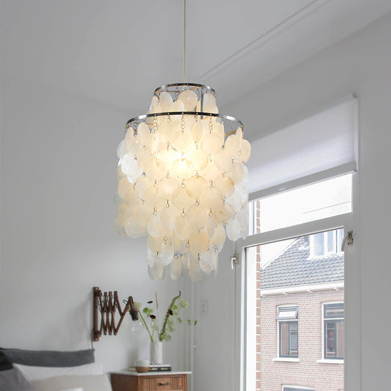 Gelaagde eetkamer hangende plafondlicht retro shell zilveren hanglampverlichting