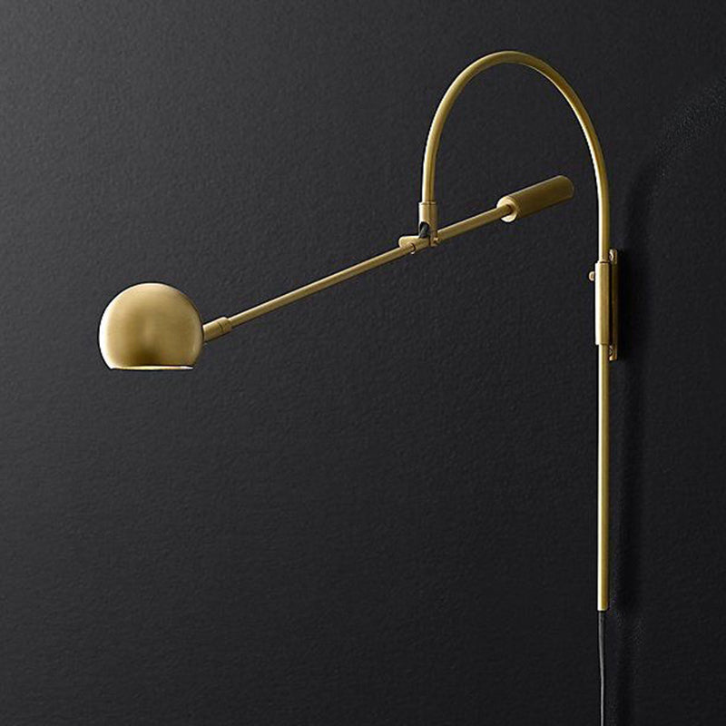 Metal Sphere Wall Lighting Fixture Modern 1 Head Wall Sconce Light with Curved Arm