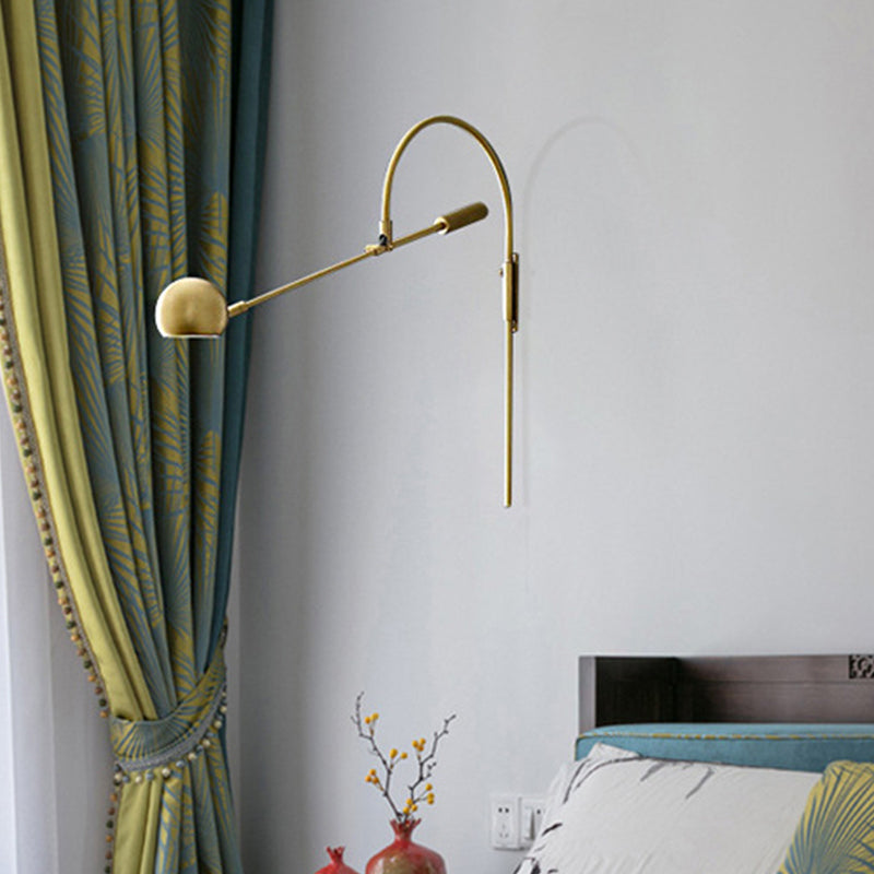 Metal Sphere Wall Lighting Fixture Modern 1 Head Wall Sconce Light with Curved Arm